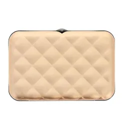 Aluminiowy portfel pikowany Ogon Design Quilted Button - rose gold