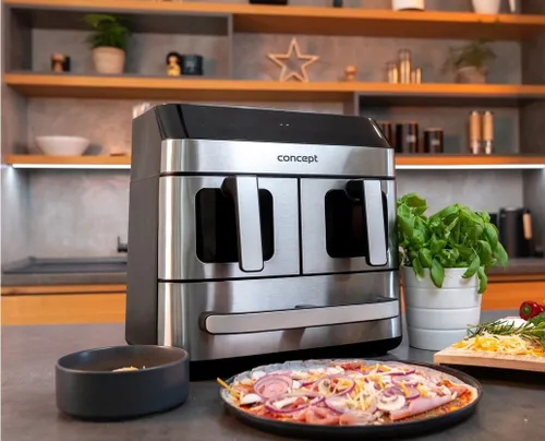 Air Fryer Frytkownica beztłuszczowa CONCEPT Pizza Trio FR9000 18.5 l z podwójnym koszem + szuflada do pieczenia
