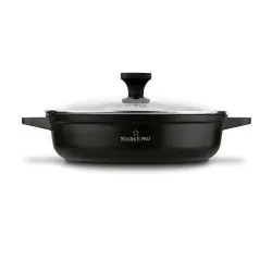 Patelnia na indukcję marmurowa z pokrywką krótkie uchwyty Starke Pro Ochre 28 cm