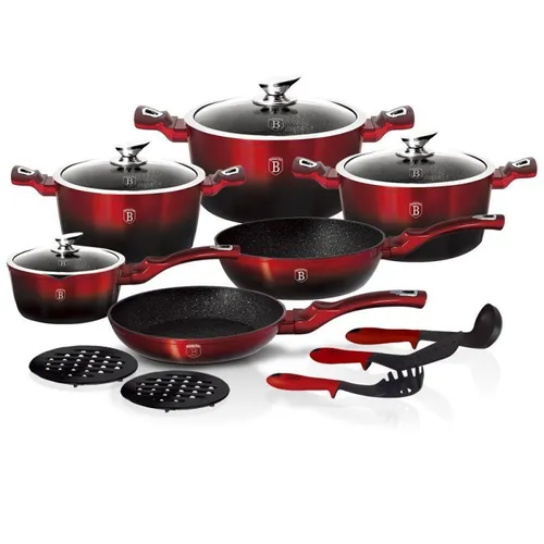 Garnki metallic 15 elementów Berlinger haus bh-1632 black burgundy line 1szt