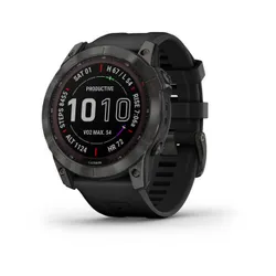 Смарт-часы Garmin FENIX 7X Sapphire Solar титановый угольно-серый DLC с силиконовым ремешком (010-02541-11)