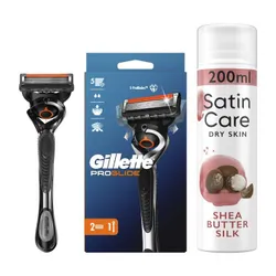 Golarka GILLETTE Fusion5 ProGlide + 2 ostrza + Żel do golenia GILLETTE Satin Care Shea Butter Silk 200 ml