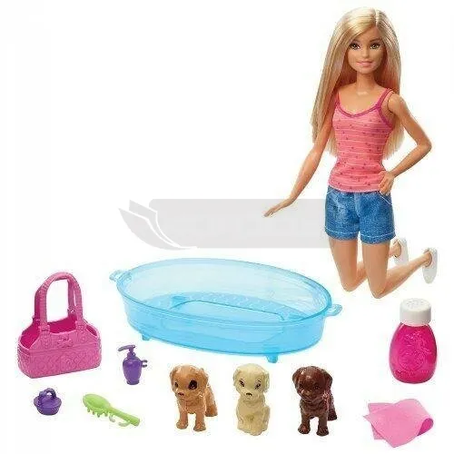 Lalka Barbie Kąpiel piesków GDJ37