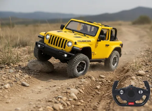 Zdalnie sterowany samochód COIL auto RC pilot duży JEEP Wrangler RS skala 1:14 żółty