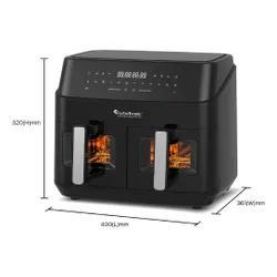 Air Fryer Frytkownica beztłuszczowa TURBOTRONIC TT-DAF6W Czarny 9l z podwójnym koszem