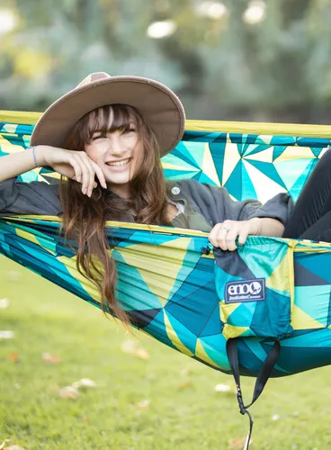 Hamak turystyczny ENO DoubleNest Print Hammock - boulder/melon
