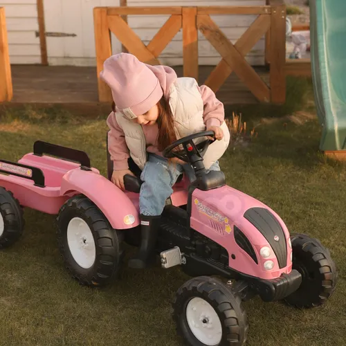 Falk Traktor Country Star Różowy na Pedały + Przyczepka i Klakson 2-5Lat.