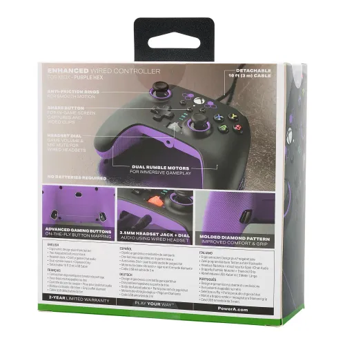 Геймпад PowerA Enhanced Purple Hex к Xbox Series X/S, Xbox One, PC Проводной