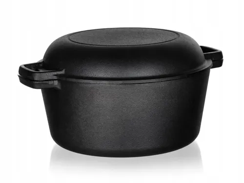 Garnek tradycyjny Żeliwny czarny do gotowania bigos obiad mięso 4,8L + 1,8L