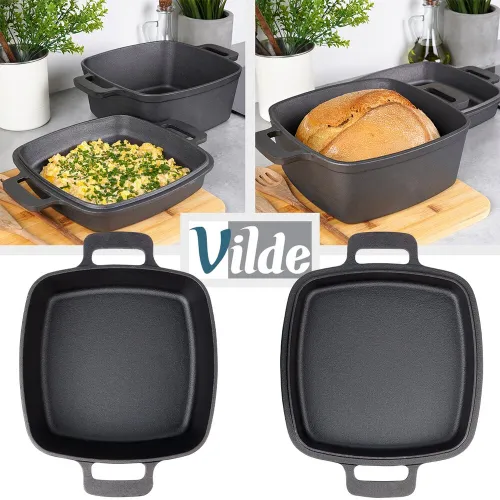 Garnek Żeliwny Brytfanna Brytfanka Patelnia do Pieczenia Smażenia 2w1 25 cm