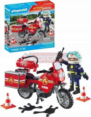 PLAYMOBIL ACT!ON HEROES 71466 MOTOCYKL STRAŻY POŻARNEJ NA MIEJSCU WYPADKU