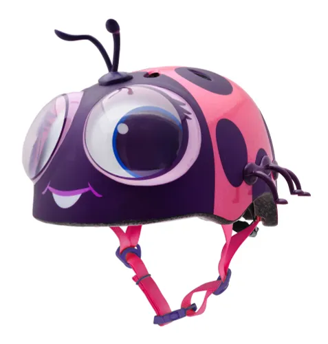 Kask rowerowy RASKULLZ Googly Lady Bug Różowo-fioletowy dla Dzieci (rozmiar XS)