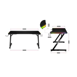 Biurko Huzaro Hero 2.5 RGB LED 120cm Czarny