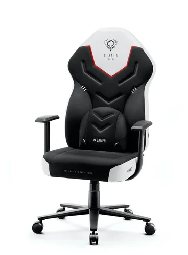 Fotel Diablo Chairs X-Gamer 2.0 Normal Size Gamingowy do 150kg Skóra ECO Tkanina Snow white