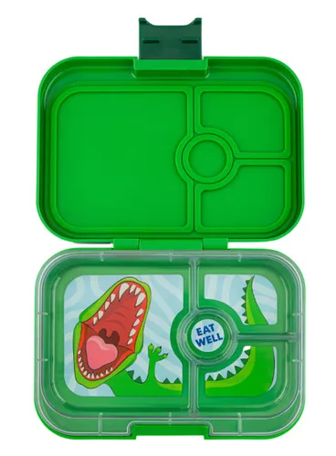 Średni prostokątny lunchbox Yumbox Panino - jurassic green / dinosaur tray