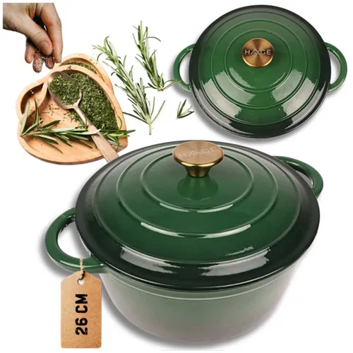 Garnek żeliwny HAGE DQ26-bottle green 5L