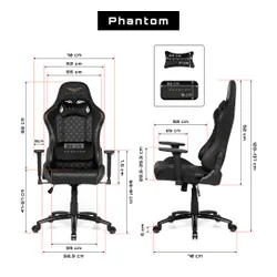 Fotel GAMVIS Phantom Large Pikowany Czarny (złote elementy)