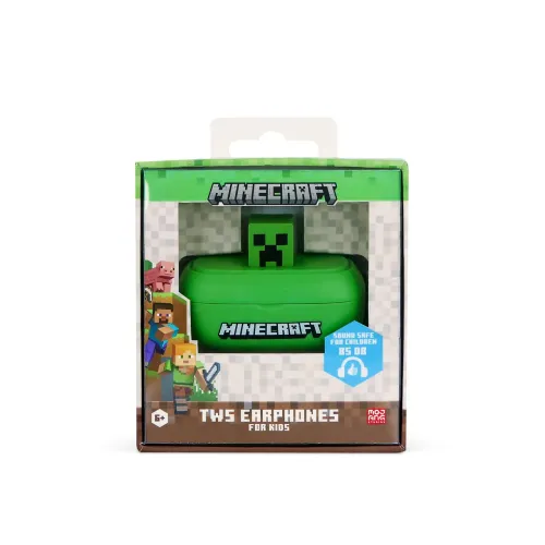 Słuchawki bezprzewodowe OTL Technologies Minecraft Creeper 3D Character Collectible TWS Earphones Dokanałowe Bluetooth 5.3 Zielony