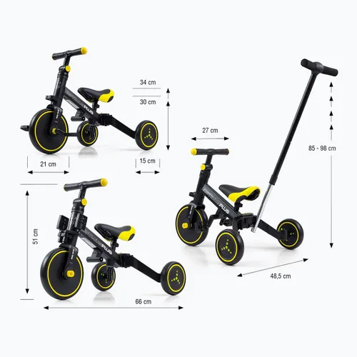 Rowerek biegowy trójkołowy Milly Mally 4w1 Optimus Plus black