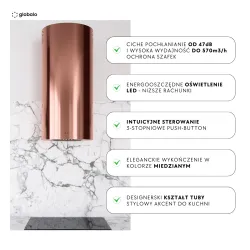 Okap Globalo Lobelio 39.1 Wine Copper Miedź