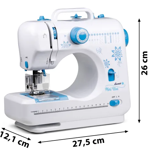 Maszyna do szycia ŁUCZNIK Mini Blue + osłonka na palce i akcesoria