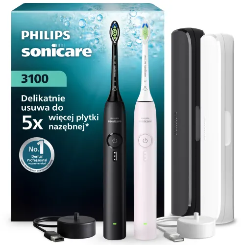 Zestaw szczoteczek sonicznych PHILIPS Sonicare 3100 HX4072/42 (2 szt.)