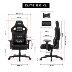Fotel GAMVIS Elite 2.0 XL Basic Czarny (białe elementy)