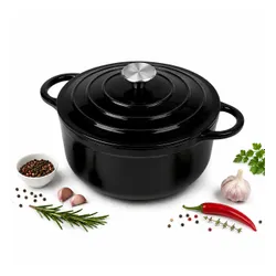 Garnek żeliwny emaliowany 28cm 5.9L ciężki indukcja Czarny KRISBERG