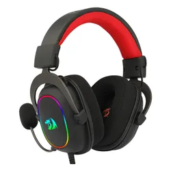 Słuchawki przewodowe z mikrofonem Redragon Zeus-X RGB H510-RGB -czarny Nauszne Czarno-czerwony