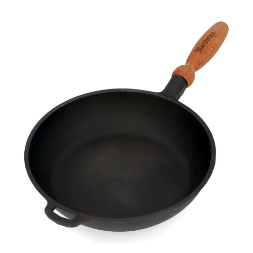 Patelnia żeliwna z pokrywką i odpinaną rączką MAYSTERNYA WOOD 24 cm