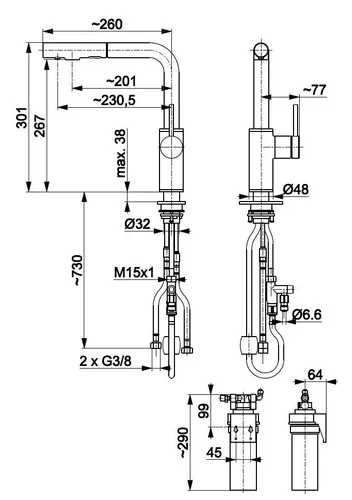 Bateria KFA ARMATURA Duero Pure Basic 6623-112-22 z filtrem Inox