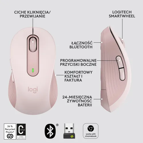 Myszka Logitech Signature M650 L Różowy