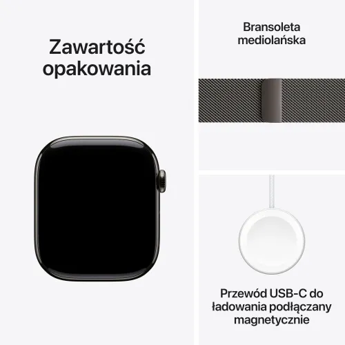 Apple Watch 11 GPS + Cellular 46mm koperta z tytanu (łupek) + bransoleta mediolańska rozmiar M/L (łupek)