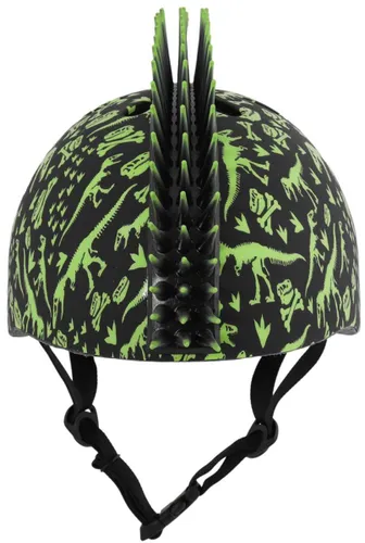 Kask rowerowy RASKULLZ T-Rex Bonez Mohawk Czarno-zielony dla Dzieci (rozmiar S)