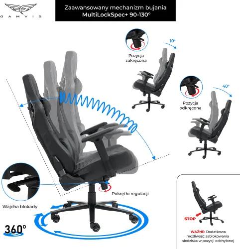 Fotel GAMVIS Elite 2.0 Pro XXL Czarny (czarne elementy)