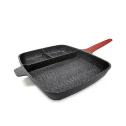 MONETA Pro Grill 49,8 x 33 cm czarna - patelnia grillowa nieprzywierająca dzielona