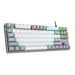 Klawiatura gamingowa Rampage Snug KRGD Red Switch przewodowa mechaniczna podświetlana biało-szara