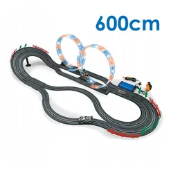 Elektryczny tor samochodowy 600 cm z pętlami LED 2 auta i 2 piloty 2w1 1:43