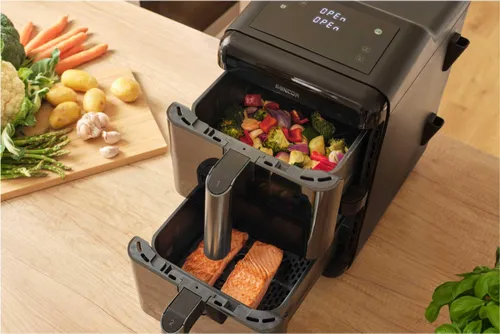 Air Fryer Frytkownica beztłuszczowa SENCOR SFR 1250BK 11.6l z podwójnym koszem, 10 automatycznymi programami i okienkiem do obserwacji postępów