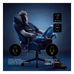 Fotel Diablo Chairs X-One 2.0 Small Night Blue Gamingowy do 90kg Tkanina Czarno-Niebieski