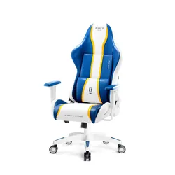 Fotel Diablo Chairs X-One 2.0 Normal Size Gamingowy do 160kg Skóra ECO Tkanina Biało-niebieski