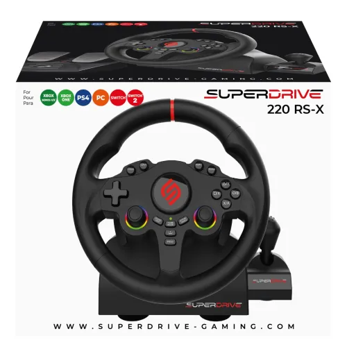 Kierownica Subsonic SuperDrive 220 RS-X z pedałami do PC, Xbox, PS4, Switch, Switch 2