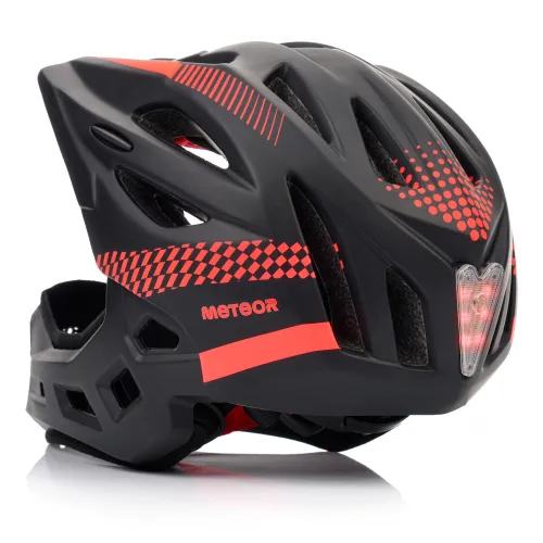 Kask rowerowy full-face METEOR Lupus S 48-52 cm czarny/czerwony
