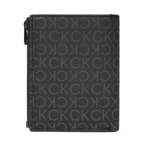 Большой мужской кошелек Calvin Klein Rubberized Trifold 6cc с отделением K50k511379 Uv Mono Black 0gl