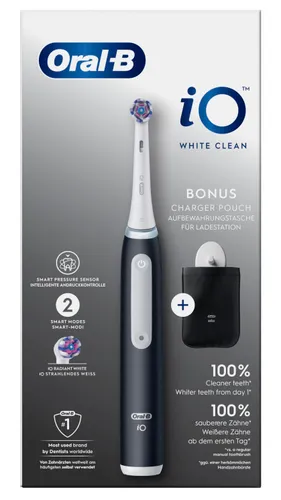 Szczoteczka magnetyczna ORAL-B iO White Clean Czarny (końcówka wybielająca + pokrowiec)