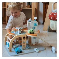 Tooky Toy Drewniany Kosmiczny Parking Stacja Kosmiczna
