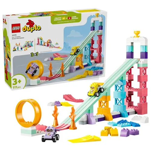 LEGO Duplo 10478 Kreatywne rampy 3 w 1 z pojazdami, zestaw klocków 3+