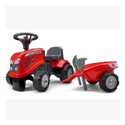 Falk Traktorek Baby Massey Ferguson Czerwony Z Przyczepką + Akc. Od 1-3 Lat