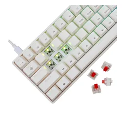 Klawiatura gamingowa White Shark Shinobi Red przewodowa mechaniczna podświetlana biała