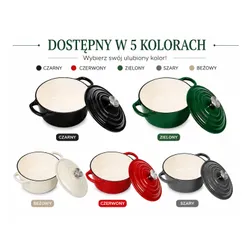 Garnek żeliwny emaliowany 28cm 5.9L ciężki indukcja Czarny KRISBERG